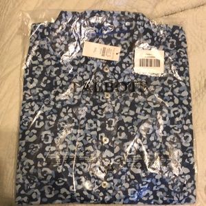 NWT TALBOTS petite X-Large blue floral long sleeve button down.